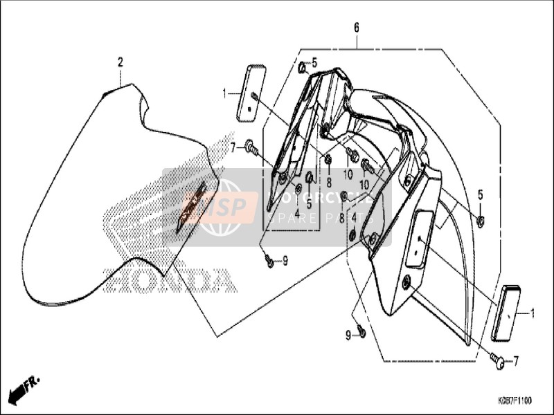 Honda NSS300A 2019 Parafango anteriore per un 2019 Honda NSS300A